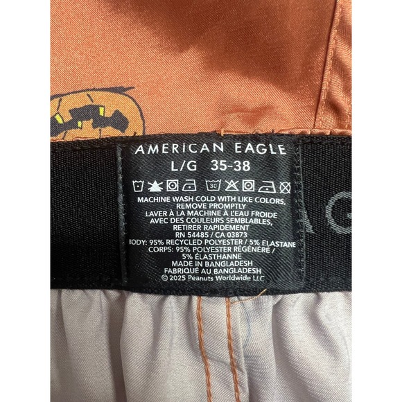 American Eagle Peanuts Snoopy Fall 2024 Satin Shorts M Halloween Pumpkins - Picture 9 of 11